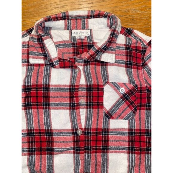 Full Tilt Red Plaid Button Down-M - Picture 2 of 3